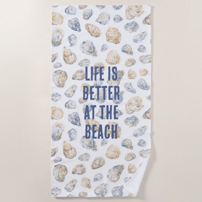 Coastal Beach Sea Shells Towel (Front)