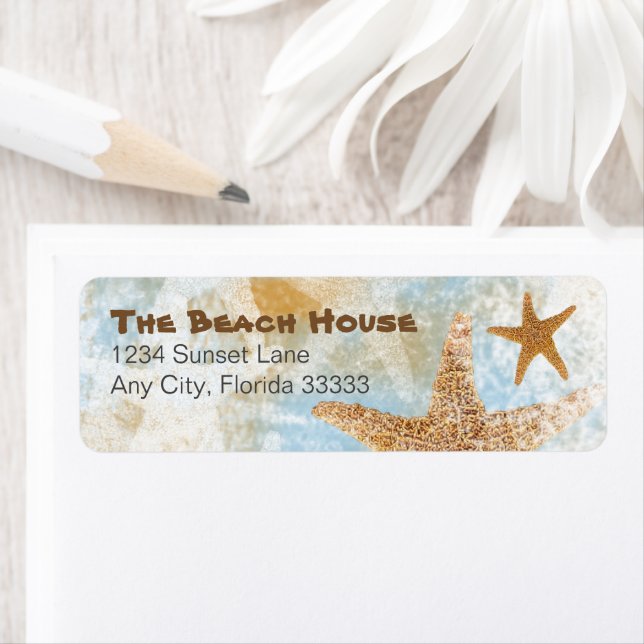 Coastal Beach Sea Stars Starfish Return Address Label (Insitu)