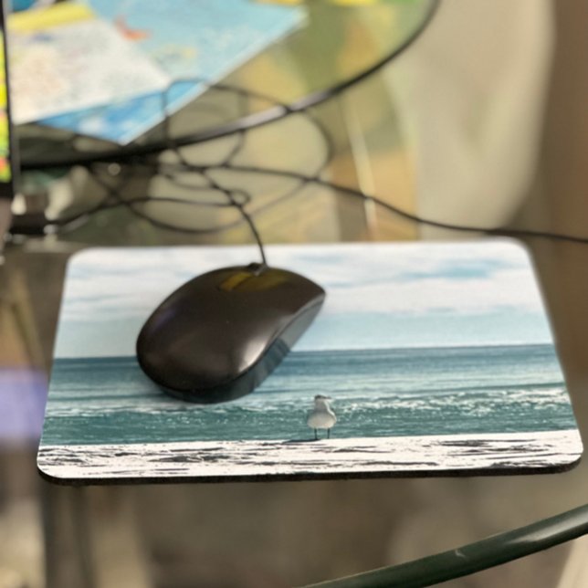 Coastal Beach Seascape Mouse Pad (Coastal Bird, Beach Mouse Pad)