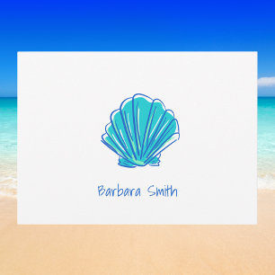 Coastal Beach Shell Blue Thank You Custom Card