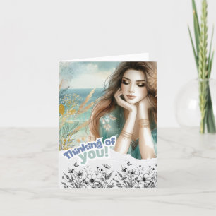Coastal Beach Themed Thinking Of You Note Card