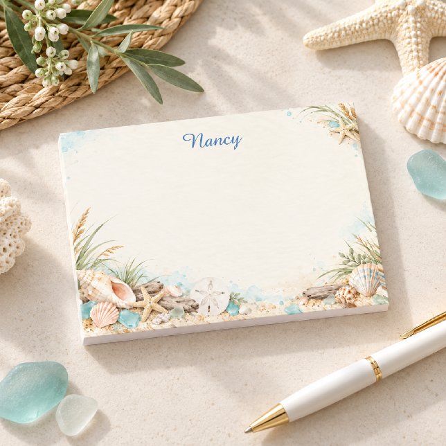 Coastal Beach Treasures Border Post-it Notes (Creator Uploaded)