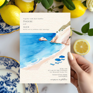 Coastal Beach Umbrellas Wedding Invitation