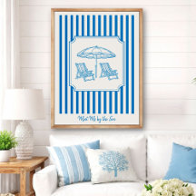 Coastal Beach Vibes Blue Stripes