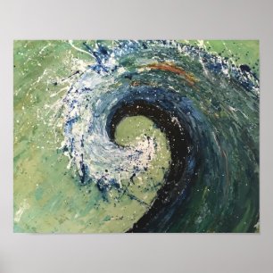 Coastal Beach Wave Fine Art Painting Poster