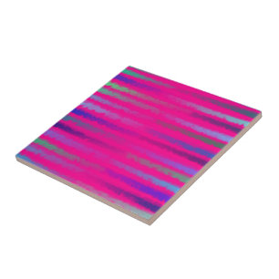 Coastal Beach Waves Salty Watercolor On Hot Pink   Ceramic Tile