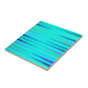 Coastal Beach Waves Salty Watercolor On Turquoise Ceramic Tile