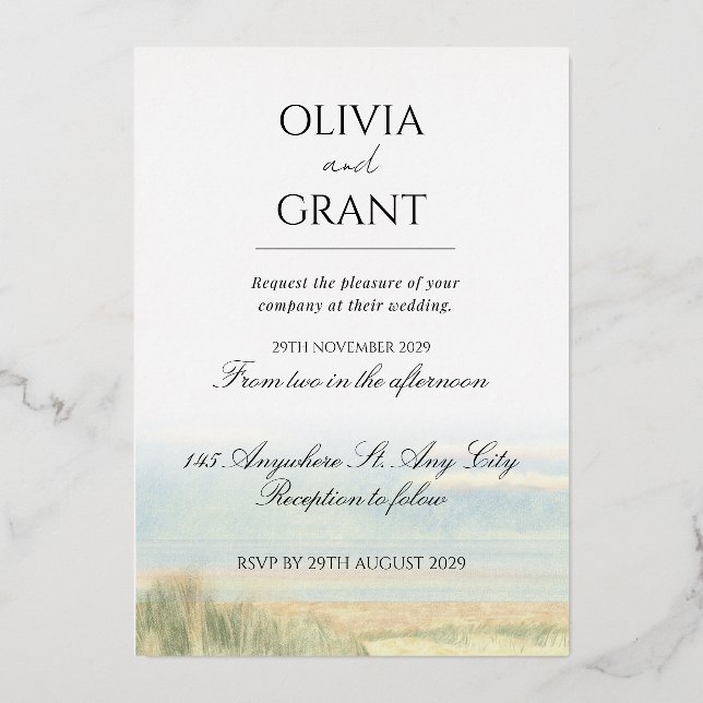 Coastal Beach Wedding Invitation (Front)