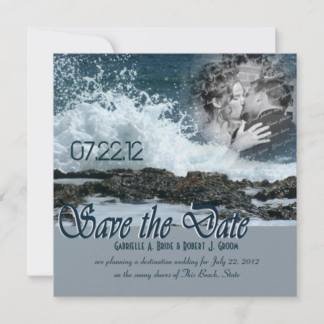 Coastal Beach Wedding Save The Date (Front)