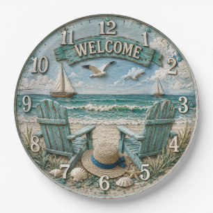 Coastal Beach Welcome Nautical Ocean Decor  Paper Plate