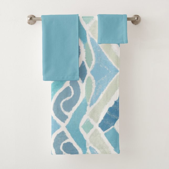 Coastal/beachy/nautical blue bath towel set (Insitu)