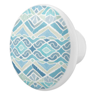 Coastal/beachy/nautical blue ceramic knob