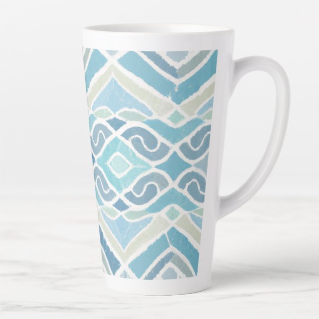 Coastal/beachy/nautical blue latte mug (Right)