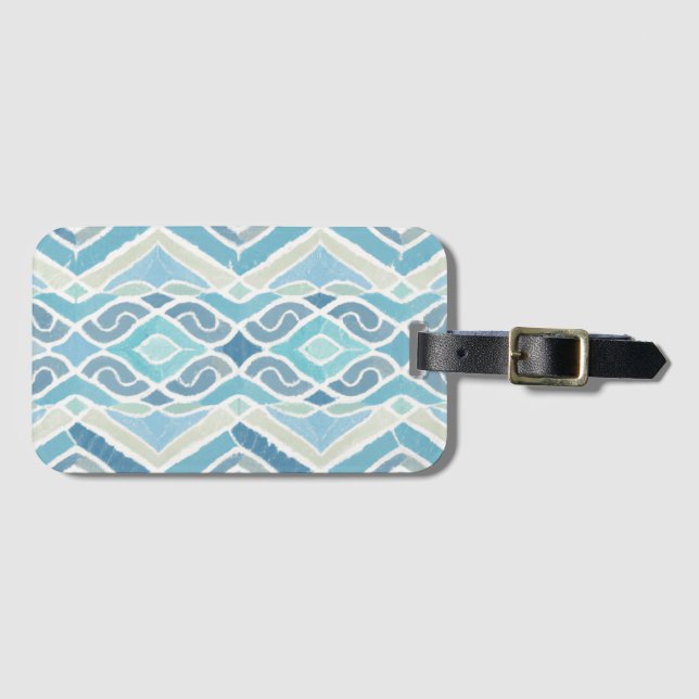 Coastal/beachy/nautical blue luggage tag (Front Horizontal)