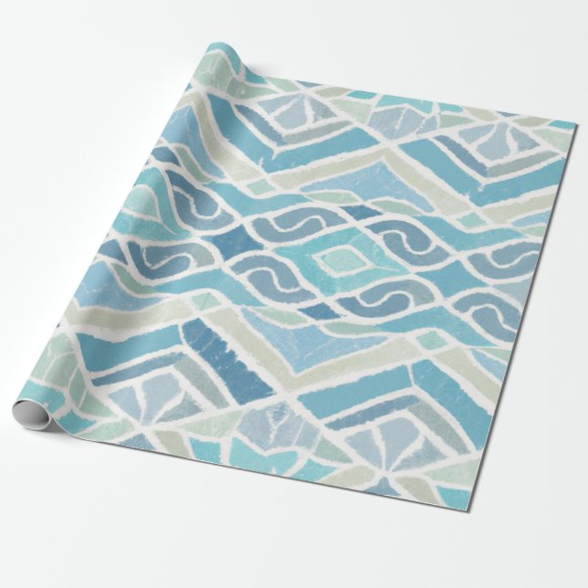 Coastal/beachy/nautical blue wrapping paper (Unrolled)