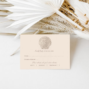 Coastal Beige Seashell Beach Wedding Dinner RSVP Card