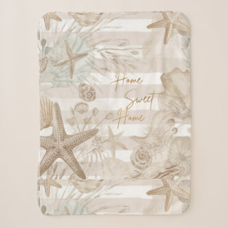 Coastal Beige Seashell Throw Blanket | Neutral Bea