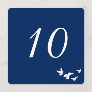 Coastal Birds Wedding Table Number Card