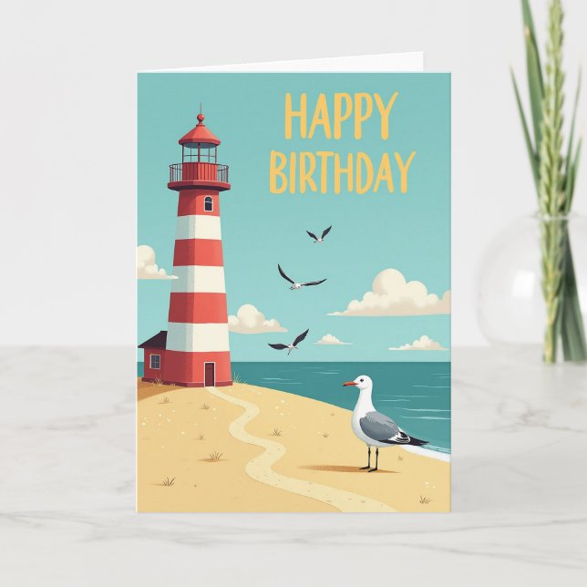 Coastal Birthday Beacon Card (Front)