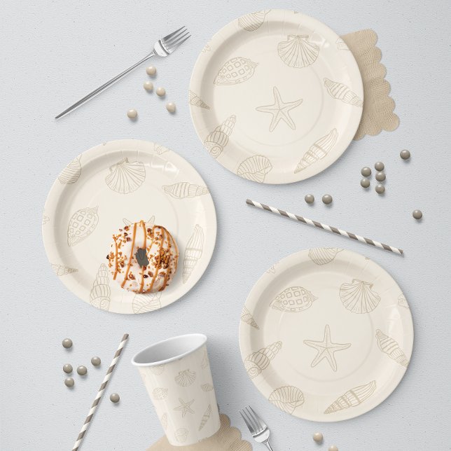 Coastal Bites Sandy Taupe Paper Plate (Creator Uploaded)