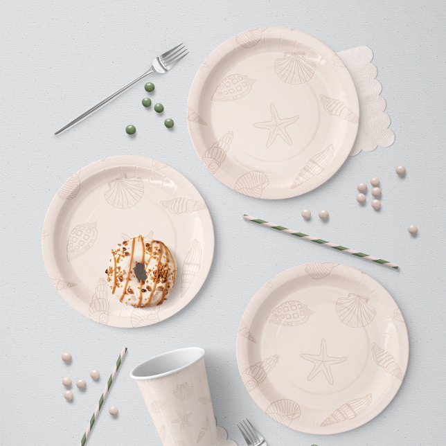 Coastal Bites Shell Pink Paper Plate (Creator Uploaded)