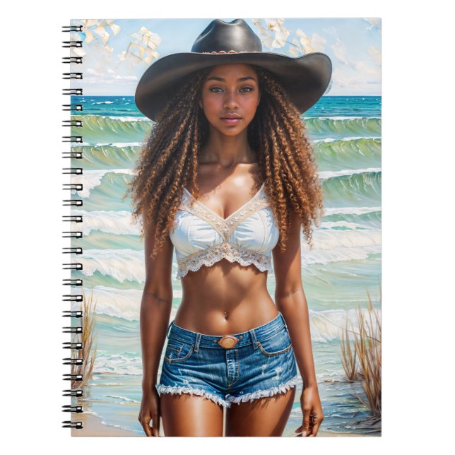 Coastal Black Girl Portrait Art Notebook (Front)