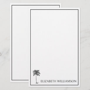 Coastal Black Palmetto Palm Tree Personalized Stationery