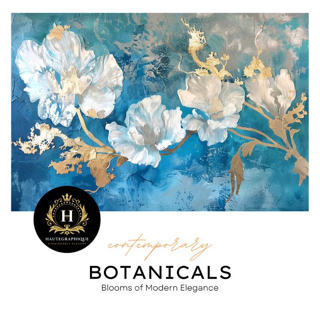 Coastal Blue and Gold Floral Seaweed Tissue Paper (Creator Uploaded)