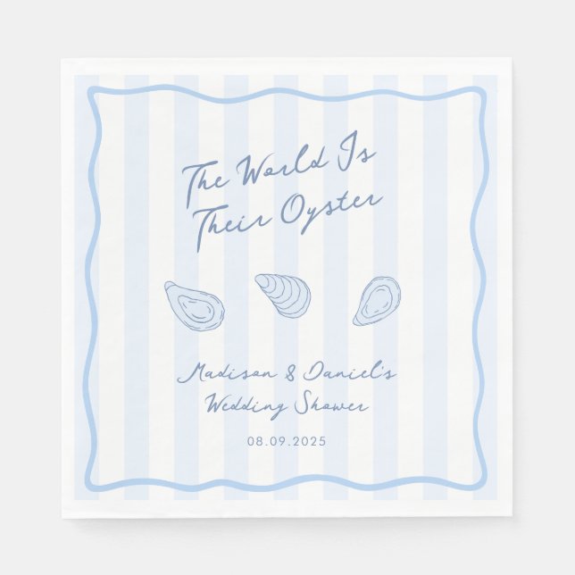 Coastal Blue And White Oyster Roast Wedding Shower Napkin (Front)