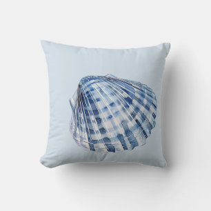 Coastal Blue and White Seashells Cushion