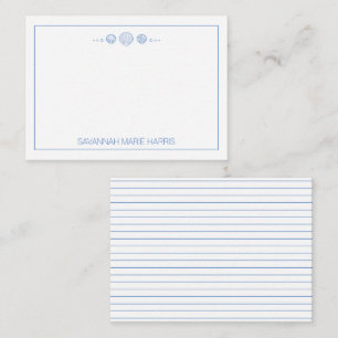 Coastal Blue and White Seashells Personalised Card