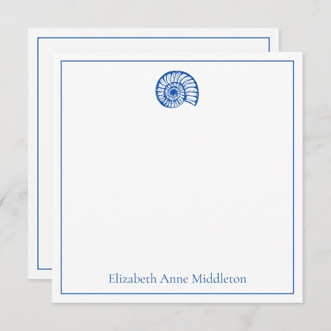 Coastal Blue and White Shell Personalised Card (Front/Back)