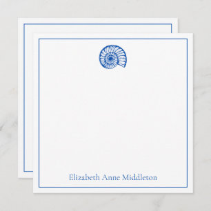 Coastal Blue and White Shell Personalised Card