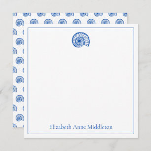 Coastal Blue and White Shell Personalised Card