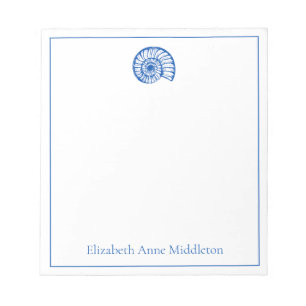 Coastal Blue and White Shell Personalised Notepad
