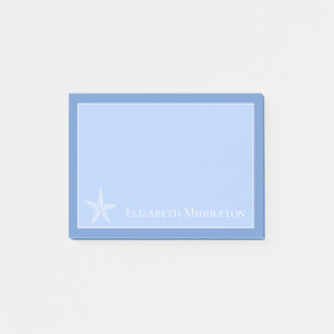 Coastal Blue and White Starfish Personalised Post-it Notes