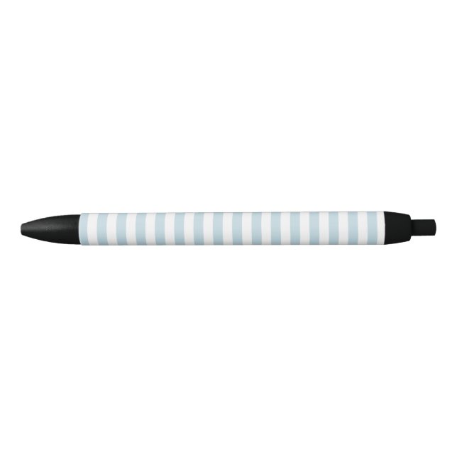 Coastal Blue and White Stripe Beach Black Ink Pen (Front)