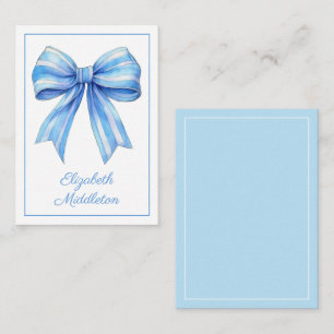 Coastal Blue and White Watercolor Bow Personalised Card