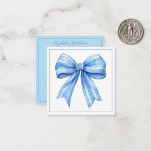 Coastal Blue and White Watercolor Bow Personalized Card
