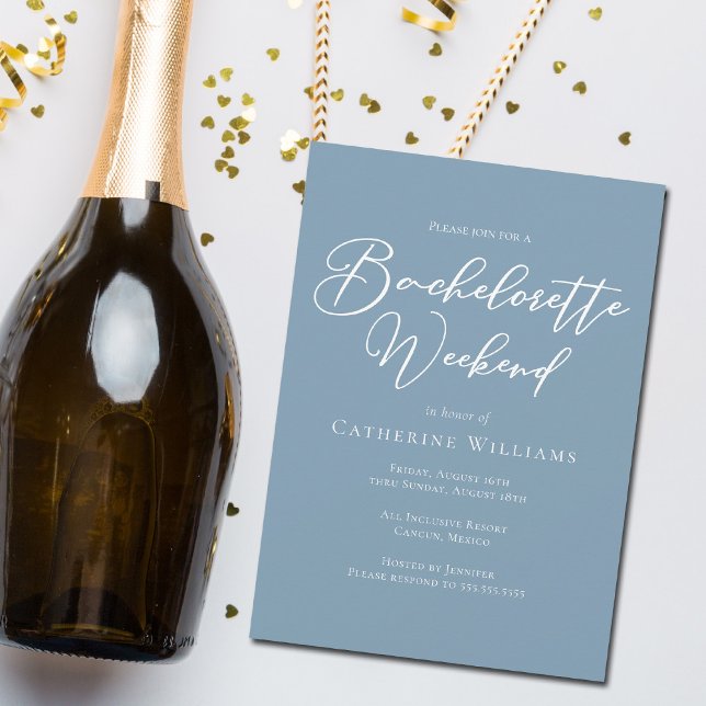 Coastal Blue Bachelorette Weekend Minimalist Invitation (Creator Uploaded)