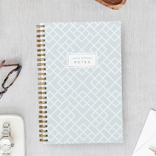 Coastal Blue Bamboo Trellis Personalised Notebook