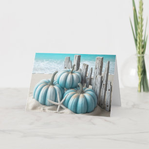 Coastal Blue Beach Birthday Pumpkins Card