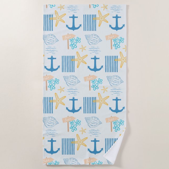 Coastal Blue Beach Towel (Front)