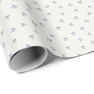 Coastal Blue Botanical Toss Pattern Wrapping Paper
