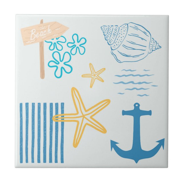Coastal Blue Ceramic Tile (Front)