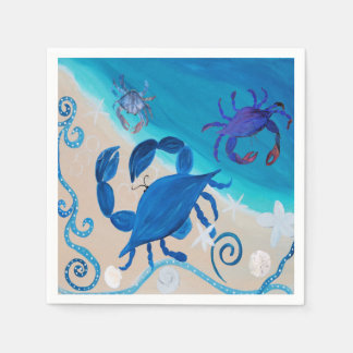Coastal blue crab paper napkins from my art