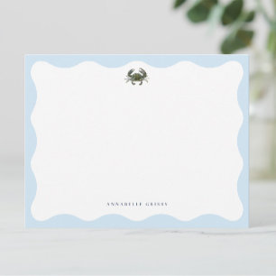 Coastal Blue Crab Personalised Stationery Card