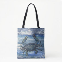 Coastal blue crab tote bag