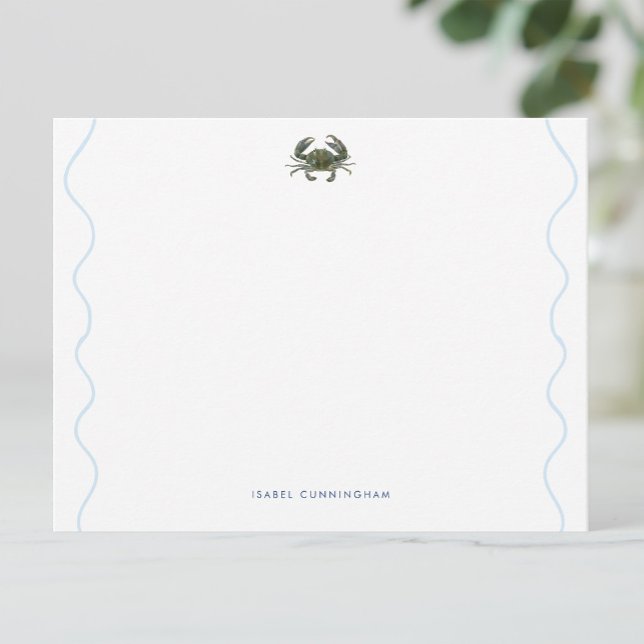 Coastal Blue Crab Wavy Border Personalised Card (Creator Uploaded)