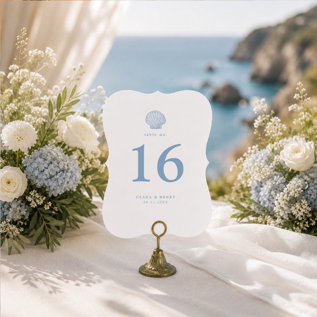 Coastal Blue Die-Cut Wedding Table Number (Creator Uploaded)